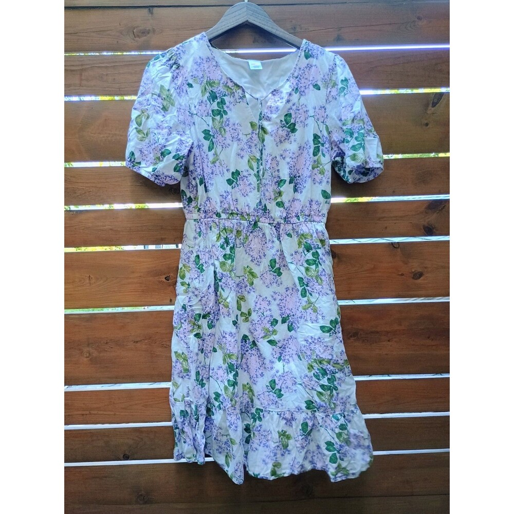Gymboree Womens Lovely Lavender Lilac Matching Short Sleeve Ruffle Dress Medium